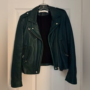 Iro Han Women's Hunter Green Leather Jacket SIZE 40